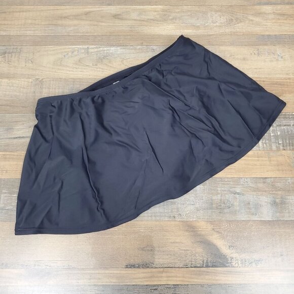 Ocean Dream Black Drawstring Bikini Bottom Skirt Aqua Bead Accent Size 14 - Picture 2 of 8